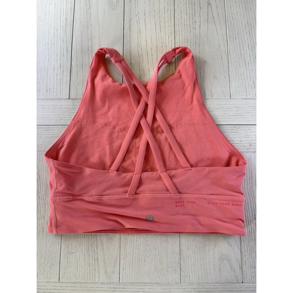 Lululemon Sports Bra Coral Pink Size 6 Built In Bra GUC